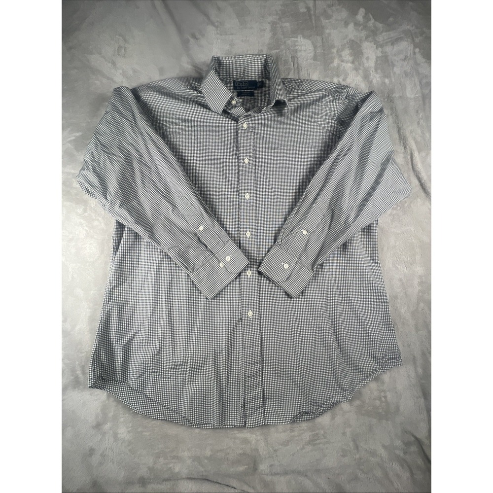 Ralph Lauren Blueβ Label Gingham Check Button Up Shirt - Mens Size 17 32/33